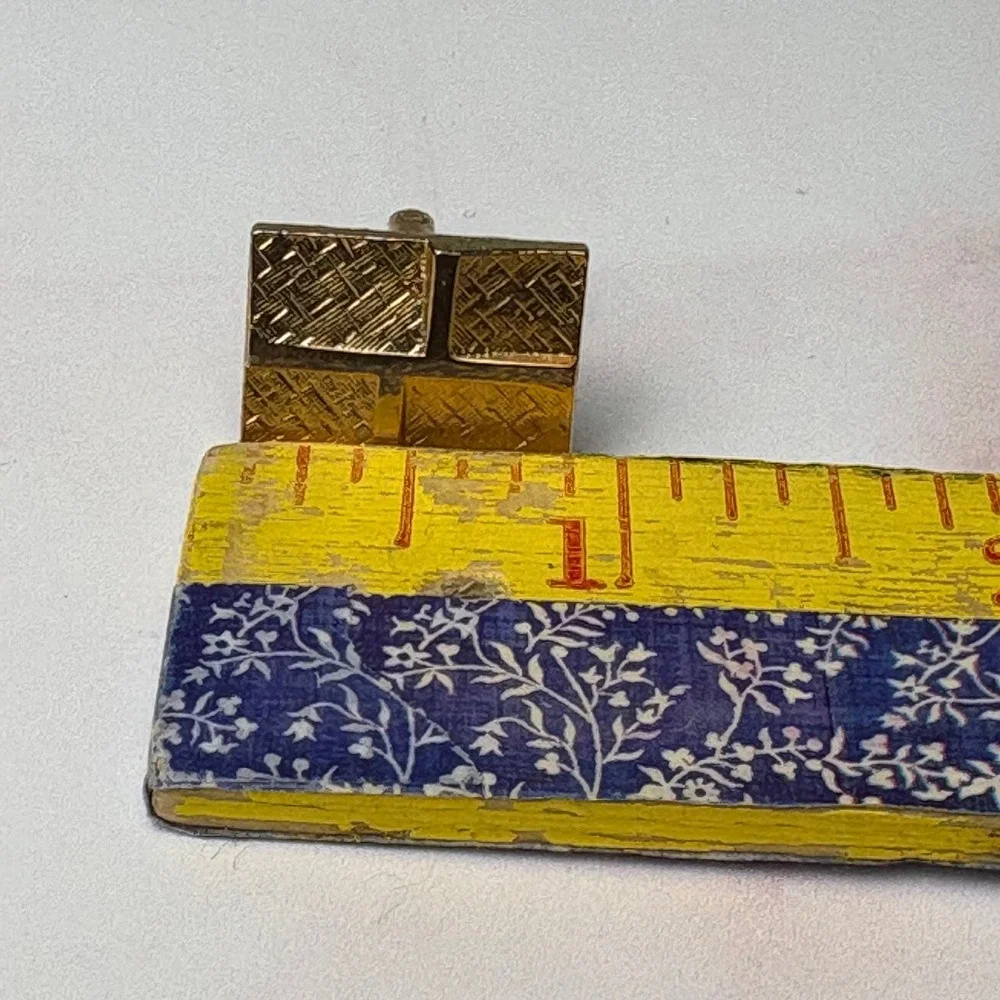 Vintage SWANK Gold‎ Tone Textured Square Cufflinks and Tie Clip Set with Box